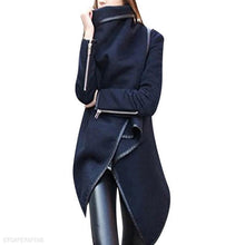 Load image into Gallery viewer, Turtle Neck Front Wrapped Zipper Trench Coat