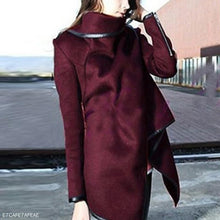 Load image into Gallery viewer, Turtle Neck Front Wrapped Zipper Trench Coat