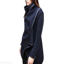 Load image into Gallery viewer, Turtle Neck Front Wrapped Zipper Trench Coat