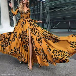 Long Sleeved V-Neck Diana Fall Maxi Dress