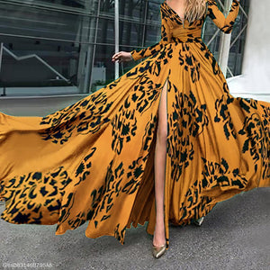 Long Sleeved V-Neck Diana Fall Maxi Dress