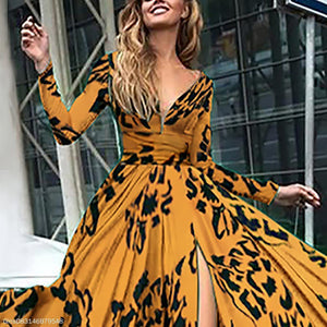 Long Sleeved V-Neck Diana Fall Maxi Dress