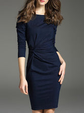 Load image into Gallery viewer, Boat Neck  Plain Bodycon Dress