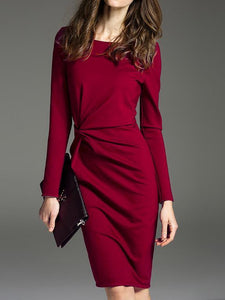 Boat Neck  Plain Bodycon Dress