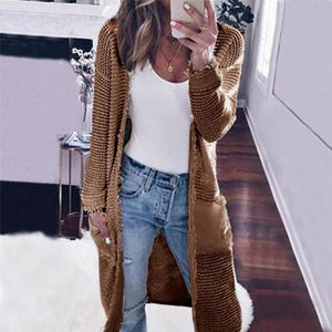 Fashion Long Sleeve Plain Pocket Cardigans