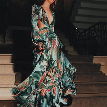 Load image into Gallery viewer, Fashion Elegant Floral Printed V-Neck Maxi Dress