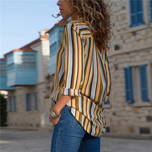 Load image into Gallery viewer, Casual Striped Long-Sleeved V-Collar Chiffon Shirt