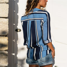 Load image into Gallery viewer, Casual Striped Long-Sleeved V-Collar Chiffon Shirt