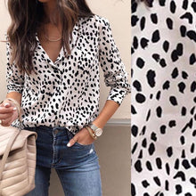 Load image into Gallery viewer, Turn Down Collar  Leopard  Blouses