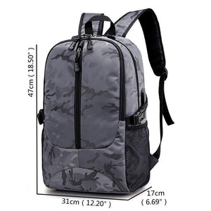 Large Capacity Oxford 18 Inch Laptop Bag USB Charging Port Camouflage Outdoor Travel Backpack