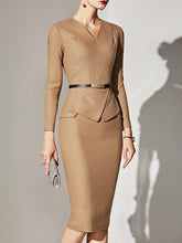 Load image into Gallery viewer, V-Neck  Plain Bodycon Dress