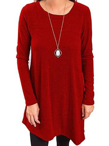 Round Neck  Single Breasted  Plain Shift Dress