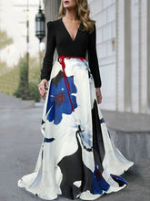 Load image into Gallery viewer, V-Neck  Belt  Printed Maxi Dress
