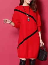 Load image into Gallery viewer, Round Neck  Printed Sweater Dress