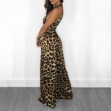 Load image into Gallery viewer, Sexy Chic Slim Leopard Print Sleeveless Halter Fork Evening Dress