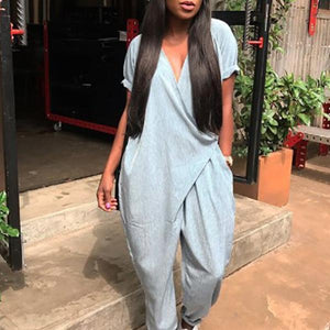 Fashionable Loose V-Neck Jumpsuit