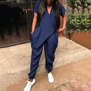 Fashionable Loose V-Neck Jumpsuit