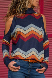High Neck  Abstract Print Sweaters