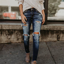 Load image into Gallery viewer, Ripped Jeans Wear White Trim Pants