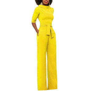 Sexy Round Neck Pure Colour Jumpsuits