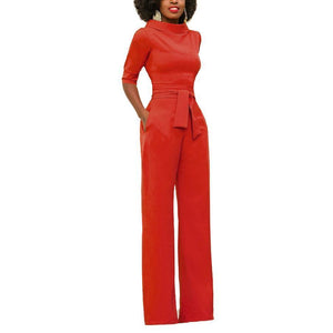 Sexy Round Neck Pure Colour Jumpsuits