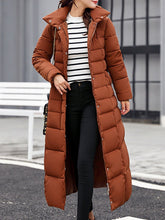 Load image into Gallery viewer, Hooded  Fur Collar  Belt  Plain Coat