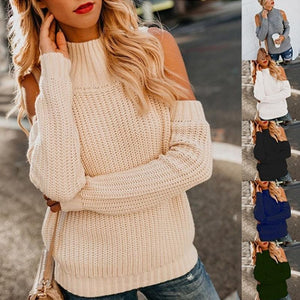 Turtle Neck Long Sleeve Hollow Out Fashion Knitting Sweaters