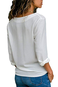 V Neck  Single Breasted  Plain  Blouses