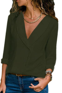 V Neck  Single Breasted  Plain  Blouses