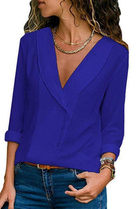 V Neck  Single Breasted  Plain  Blouses