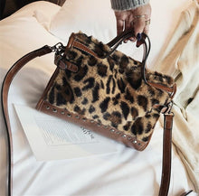 Load image into Gallery viewer, Leopard Print Plush Versatile Handbag With Single Shoulder Messenger Bag