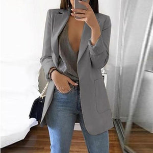 Solid Color Long-Sleeve Pocket Suit