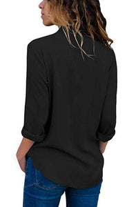 V Neck  Plain  Blouses