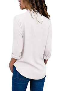 V Neck  Plain  Blouses