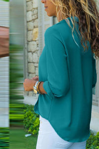 V Neck  Plain  Blouses