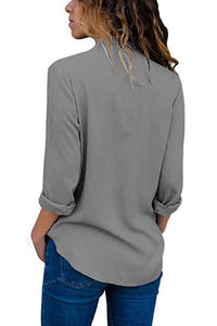 V Neck  Plain  Blouses