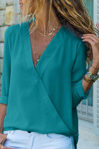 V Neck  Plain  Blouses