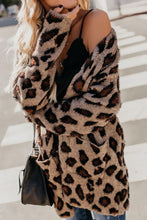 Load image into Gallery viewer, Collarless  Flap Pocket  Leopard Printed Cardigans