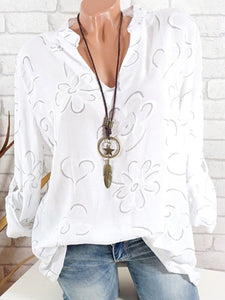 V Neck  Loose Fitting  Print Blouses