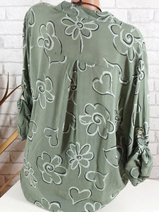 V Neck  Loose Fitting  Print Blouses