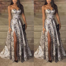 Load image into Gallery viewer, Sexy Silver Sleeveless  Sequins Fishtail Evening Dress