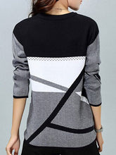 Load image into Gallery viewer, Round Neck  Patchwork  Color Block Knit Pullover