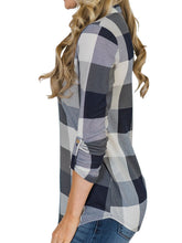 Load image into Gallery viewer, V Neck  Loose Fitting  Checkered Blouses