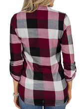 Load image into Gallery viewer, V Neck  Loose Fitting  Checkered Blouses