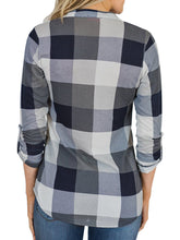 Load image into Gallery viewer, V Neck  Loose Fitting  Checkered Blouses