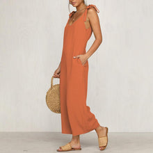 Load image into Gallery viewer, Casual Pure Colour Sleeveless Belted Loose Jumpsuits