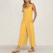 Load image into Gallery viewer, Casual Pure Colour Sleeveless Belted Loose Jumpsuits