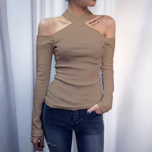 Fashion Strapless Long-Sleeved T-Shirt