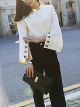 Load image into Gallery viewer, Fashion Round Neck Bell Sleeve Suede Sweater