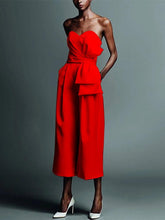 Load image into Gallery viewer, Commuting Bare Back Off-Shoulder Belted Pure Colour Jumpsuit